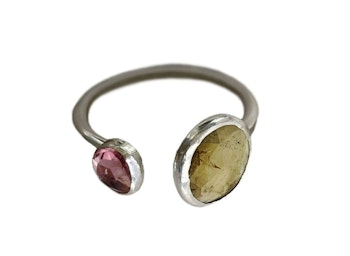Öppen Turmalin ring silver