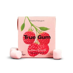 True Gum plastfritt tuggummi Hallon & Vanilj