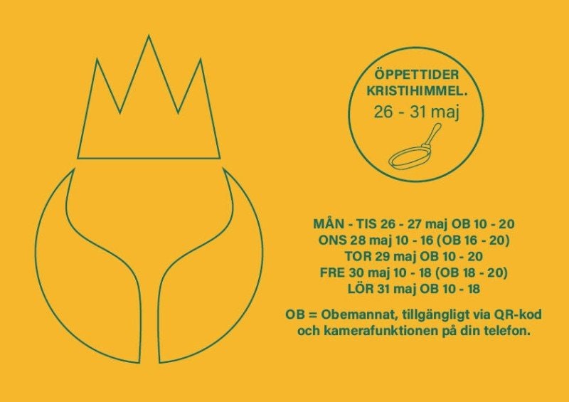 Öppettider hos oss - Kristi himmelsfärd
