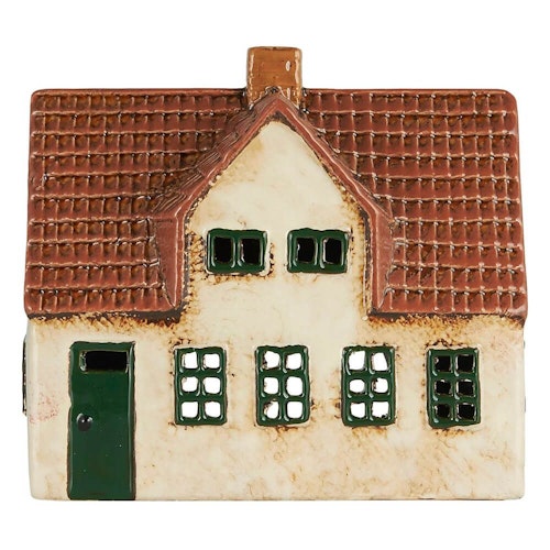 Keramikhus My Home Town- Vitt med grön dörr