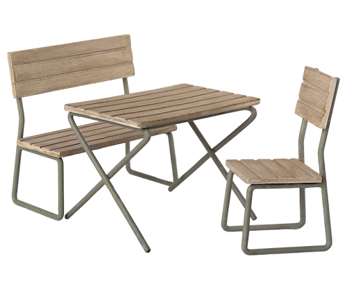 Maileg - Trädgårdsset - bord med stol och bänk