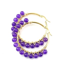 Stora creoler med amethystpärlor