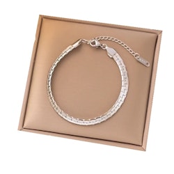 Stilrent silverfärgat armband i rostfritt stål 4,5 mm (16–20 cm)