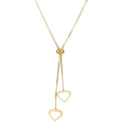 Justerbart halsband med två hjärtan i guld