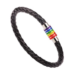 Svart armband med regnbågslås, 21 cm