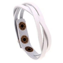 Vitt läderarmband med tryckknappar