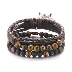 Armband i brunt läder och Tigeröga