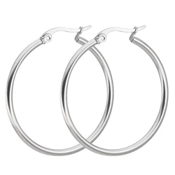 Smala silverfärgade creoler 2x10 mm