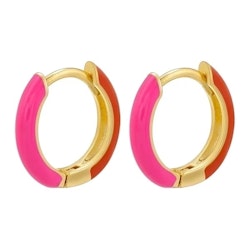 Kopparcreoler med cerise och orange emalj (13 mm)