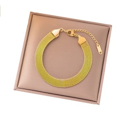 Stilrent mesh-armband i guldfärgat rostfritt stål 16–21 cm