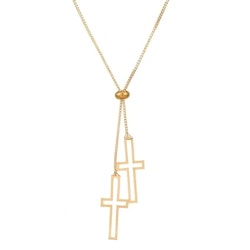 Justerbart halsband med två kors i guld