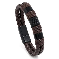 Brunt armband med svarta detaljer