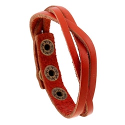 Orange läderarmband med tryckknappar