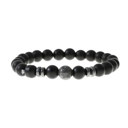 Svart armband med blank svart sten