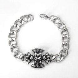 Armband med dödskallekors i metall