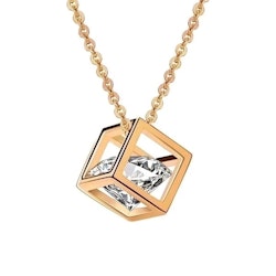 Halsband med kub och gnistrande kristall
