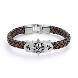 Armband med dödskalle i metall och flätad rem