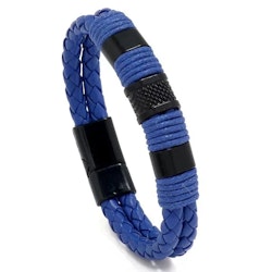 Blått armband med svarta detaljer