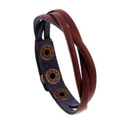Brunt läderarmband med tryckknappar