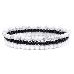 3-pack armband i svart, vitt & howlit