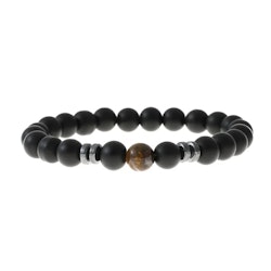 Svart armband med brun sten