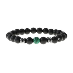 Svart armband med grön natursten