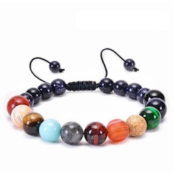Chakraarmband med natursten 10 mm & kontrastpärlor 8 mm