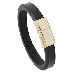 Svart armband med guldlås, 22,5 cm