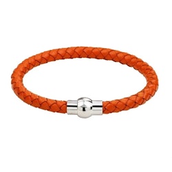 Orange flätat armband med magnetlås