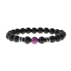 Svart armband med lila sten