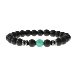 Svart armband med ljusgrön natursten
