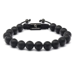 Armband med mattsvarta 10 mm stenar