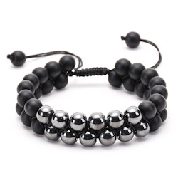 Armband med mattsvarta stenar & gallstone
