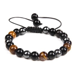 Armband med TigerEye och svarta pärlor