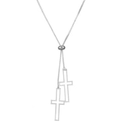 Justerbart halsband med två kors i silver