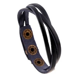 Svart läderarmband med tryckknappar