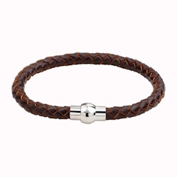 Brunt flätat armband med magnetlås