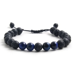 Armband med lavasten och blå pärlor