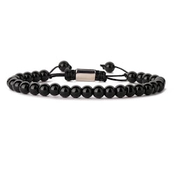 Armband med blanka svarta naturstenar