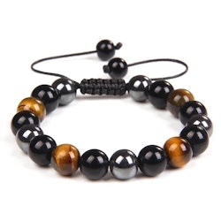 Armband med TigerEye & Hematit, 10 mm
