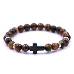 TigerEye-armband med svart kors