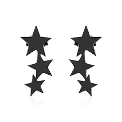 Örhängen med tre stjärnor – Svart rostfritt stål 9x20 mm