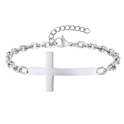 Armband med kors i rostfritt stål