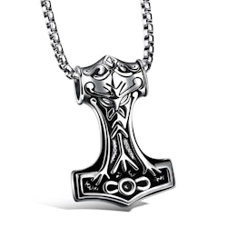 Mjölnir halsband i rostfritt stål, 58 cm