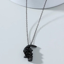 Helsvart halsband med sprucken dödskalle, 48–54 cm