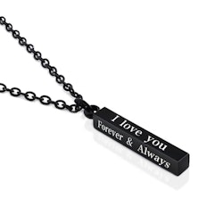 Svart halsband med budskap, 48 cm