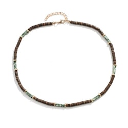 Halsband med trä- och stenpärlor, 47–52 cm