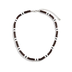 Halsband i retrostil med trä- och plastpärlor, 41–47 cm