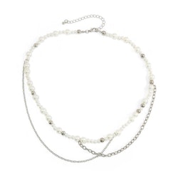 Pärlhalsband dam med rostfri kedja, 48–55 cm