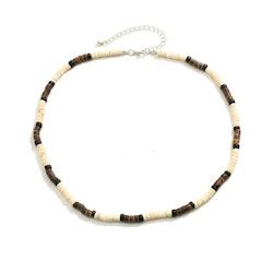 Halsband i träpärlor, natur & brun, 46–51 cm